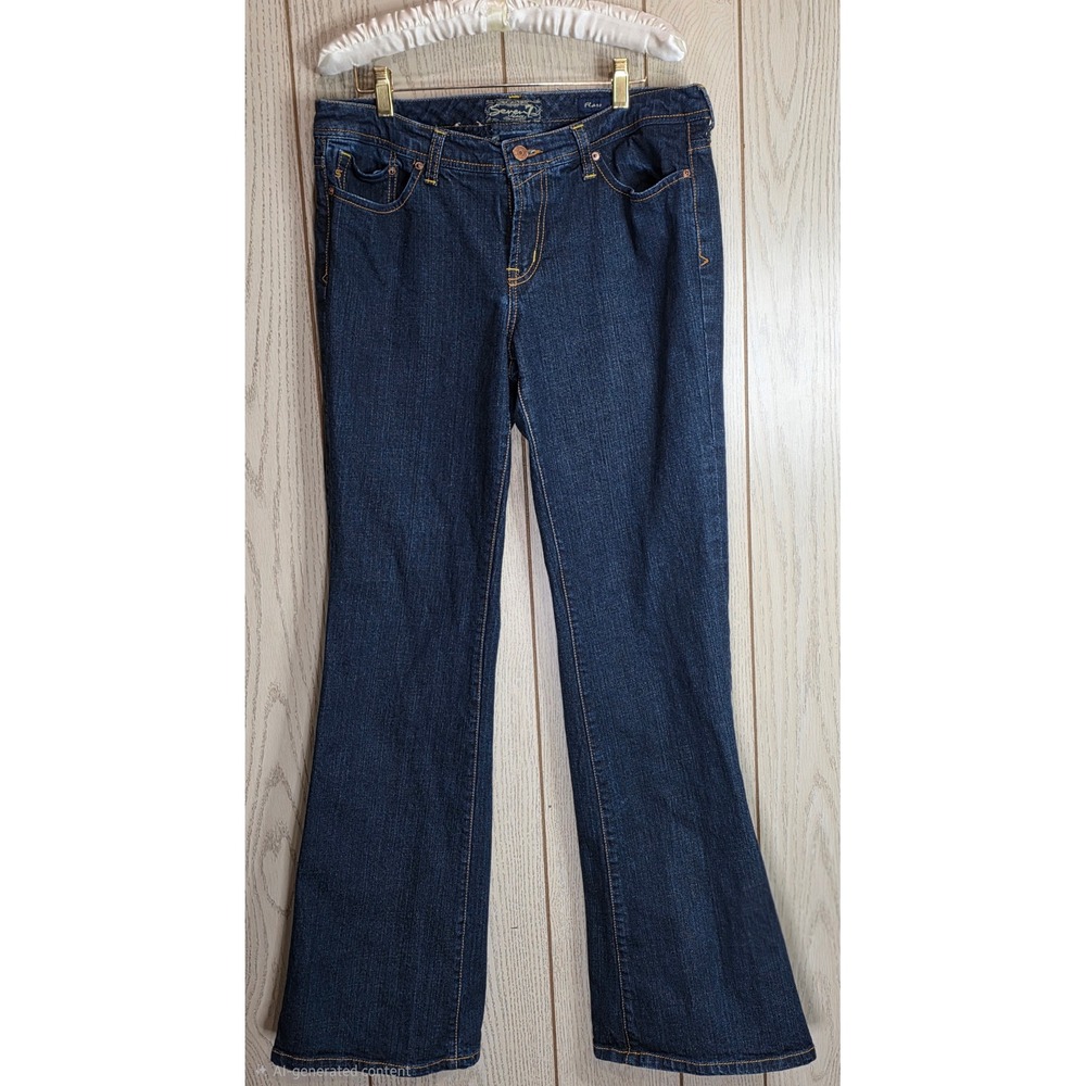 Seven7 Women Dark Wash Flare Leg Jeans Size 34 Indigo Stretch Denim
